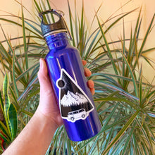 Load image into Gallery viewer, mountain sticker on blue water bottle